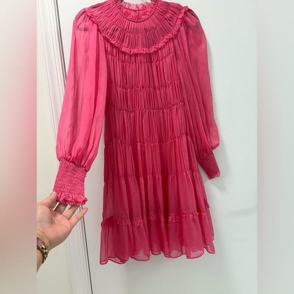 Ulla Johnson Emmeline Fuchsia Pink Silk Dress Size 0 - Picture 5 of 14